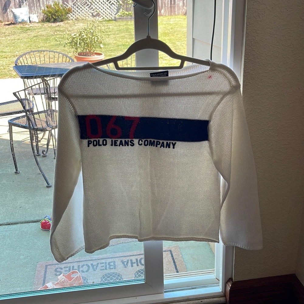 White Ralph Lauren 3/4 sleeve sweater.